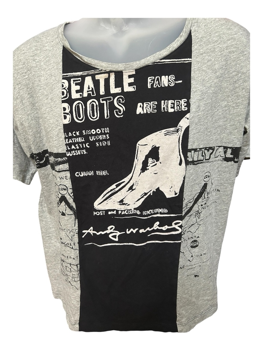 Uniqlo Men’s Short Sleeve Graphic Tee Grey & Black SPRZ NY Andy Warhol Chest 23” - Picture 2 of 9